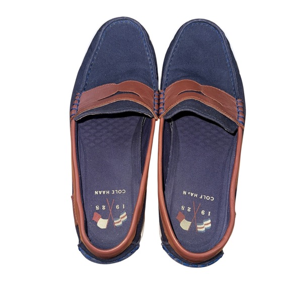 Cole Haan Nantucket 2.0 Penny Loafers Canvas/Leather Shoes Pre-Owned Mens 10M - Picture 6 of 17